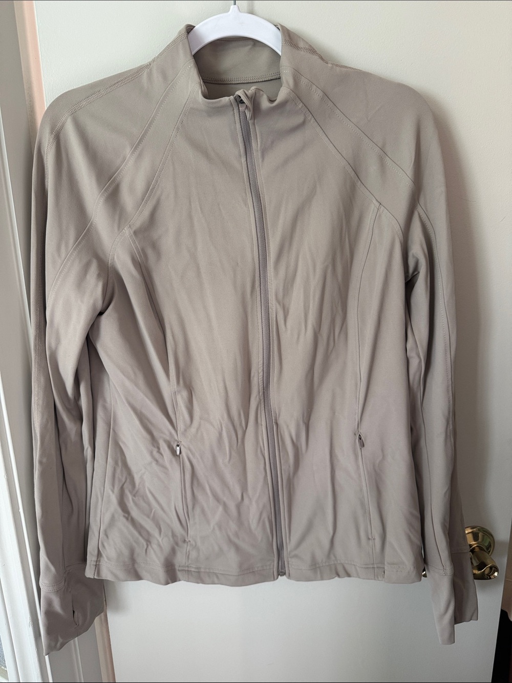 Avia Women's soft sculpt Zip-Front Athletic Jacket in Taupe